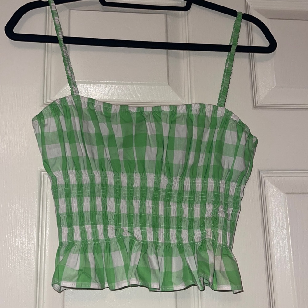 Urban Outfitters green plaid crop top